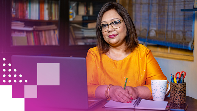 woman working at a desk